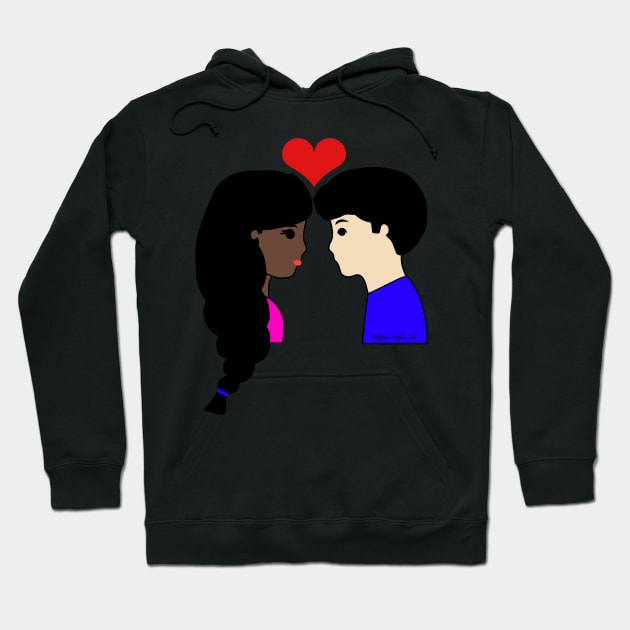 Cute Interracial Couple Love Cartoon Fair/Dark Hoodie by faiiryliite